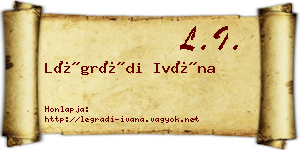 Légrádi Ivána névjegykártya